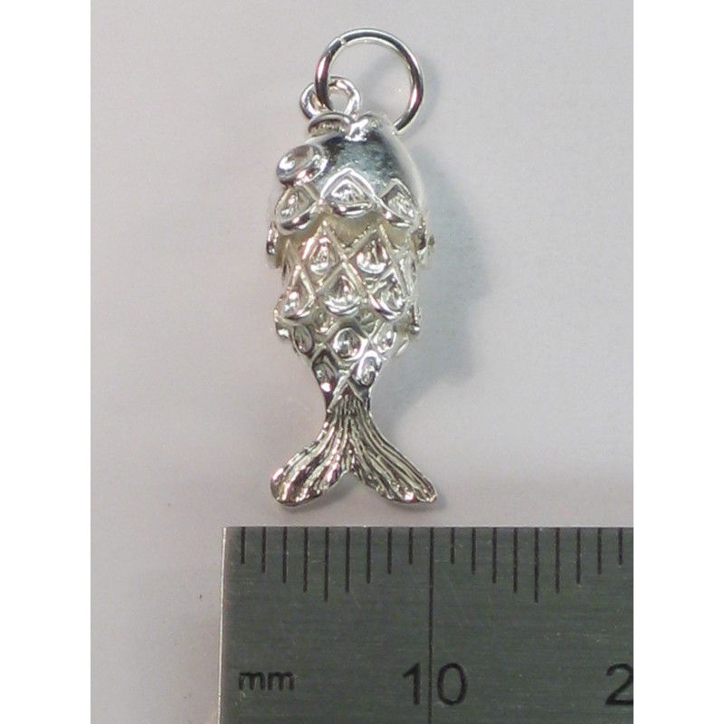 Sterling Silver Fish Charm, Movable Design